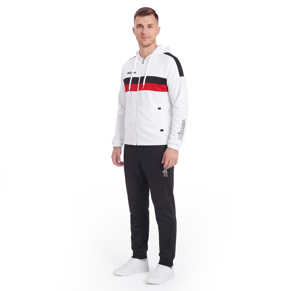 Костюм спортивный MIKASA, мужской с капюшоном, Размер 3xl, Цвет Белый/Черный