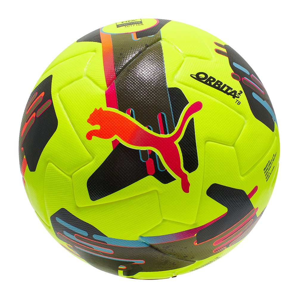 Мяч футбольный PUMA Orbita 2 TB, FIFA Quality Pro, размер 5, Цвет Желто-черный