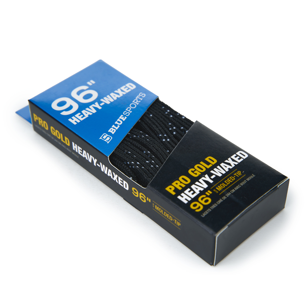 Шнурки для коньков Blue Sports Pro Gold Heavy Waxed, Размер 249 см, Цвет Черно-белый