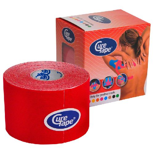 Тейп кинезиологический CURETAPE, размер 5 см x 5 м, Цвет Красный