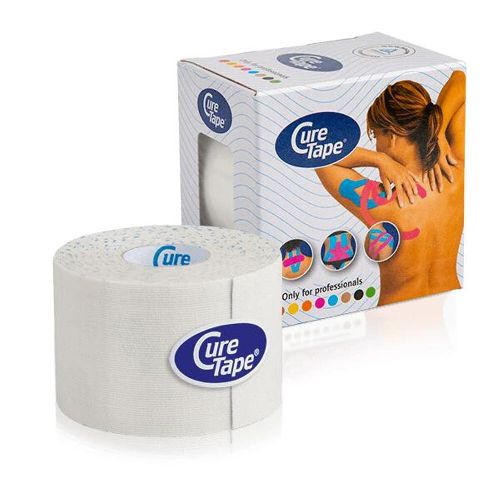 Тейп кинезиологический CURETAPE, размер 5 см x 5 м, Цвет Белый