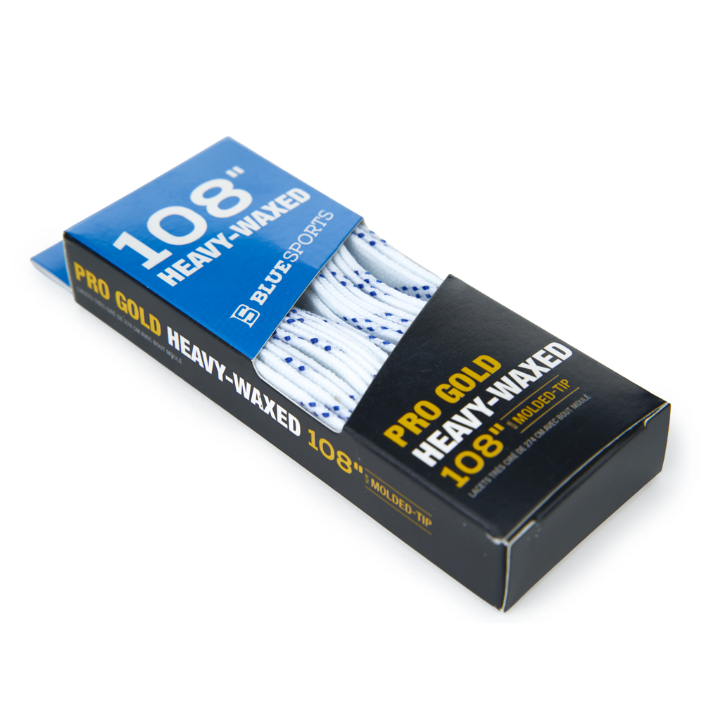 Шнурки для коньков Blue Sports Pro Gold Heavy Waxed, Размер 274см, Цвет Бело-голубой