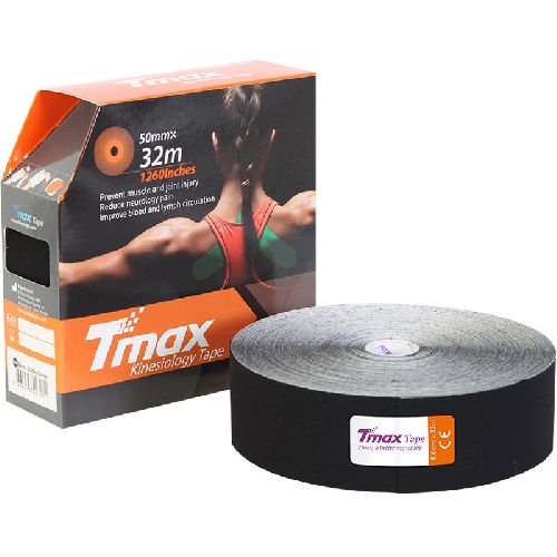 Тейп кинезиологический TMAX Extra Sticky, размер 5 см x 32 м, Цвет Черный