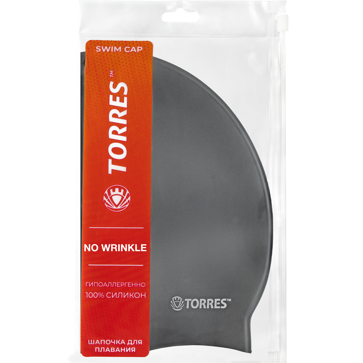 Шапочка для плавания TORRES No Wrinkle, Цвет Черный