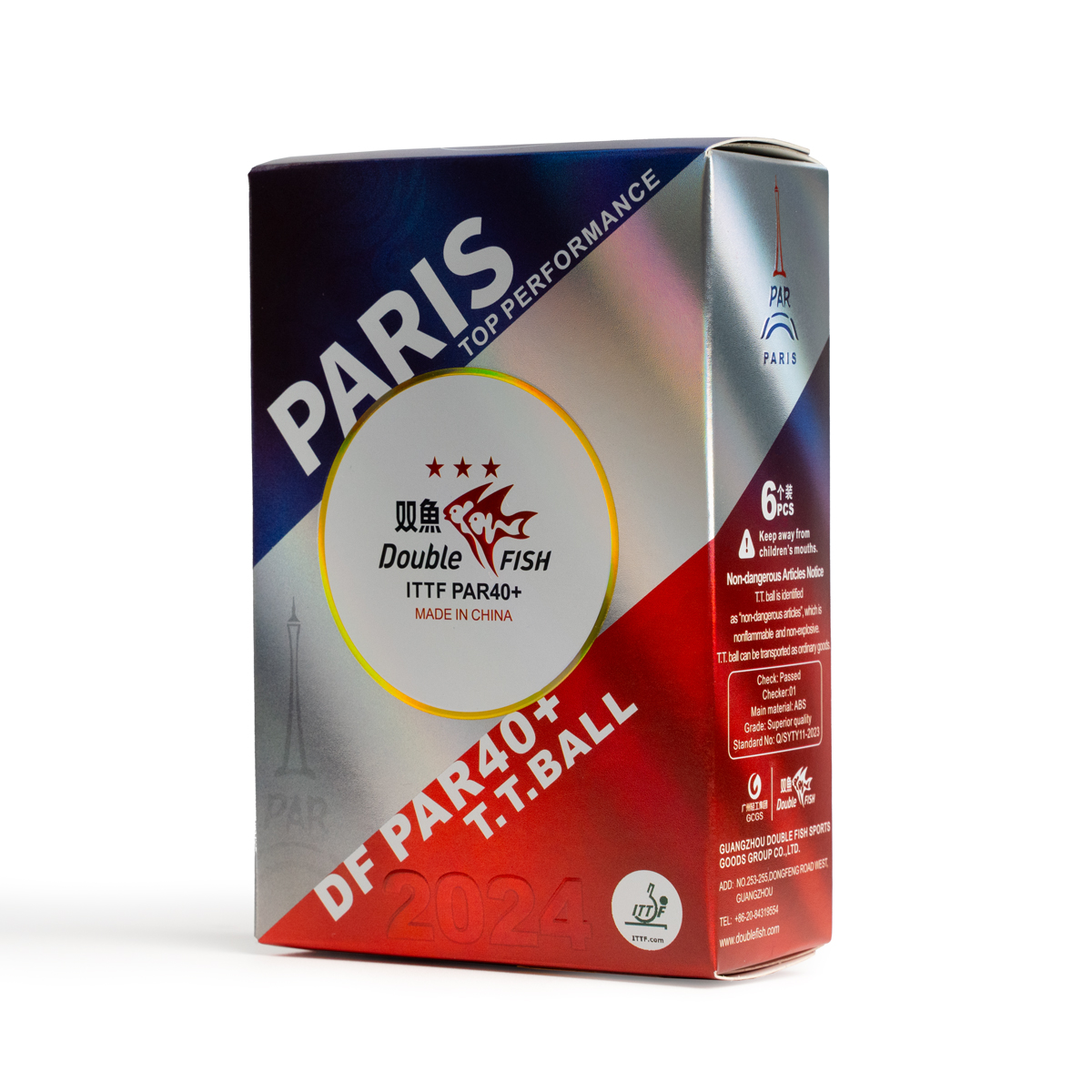 Мяч для настольного тенниса DOUBLE FISH PARIS 2024 Olympic Games 3***, профессиональный, ITTF Approved, 6шт.