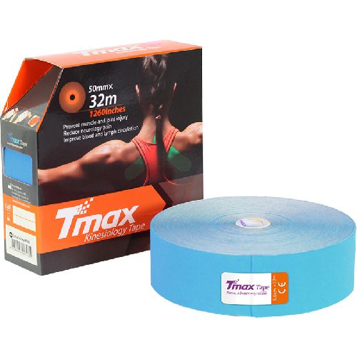 Тейп кинезиологический TMAX Extra Sticky, размер 5 см x 32 м, Цвет Голубой
