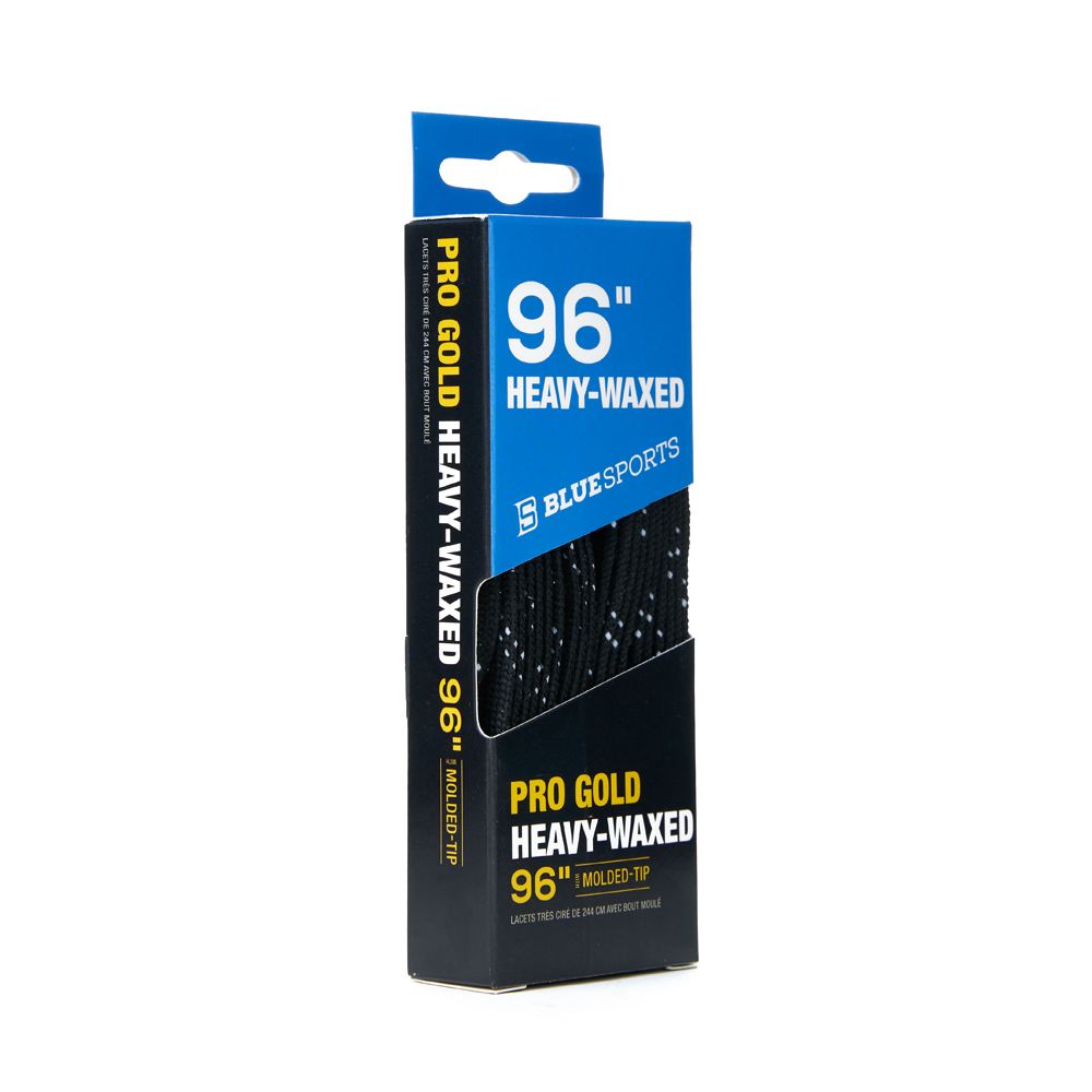 Шнурки для коньков Blue Sports Pro Gold Heavy Waxed, Размер 249 см, Цвет Черно-белый