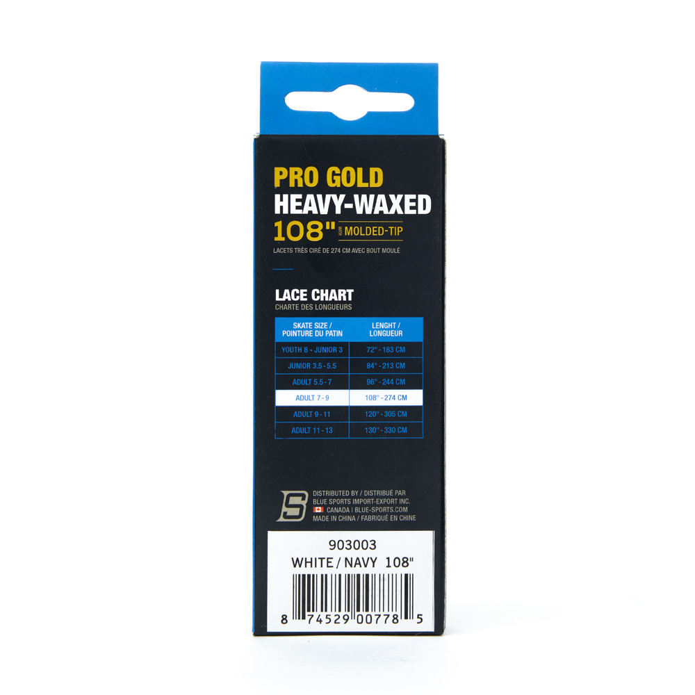 Шнурки для коньков Blue Sports Pro Gold Heavy Waxed, Размер 274см, Цвет Бело-голубой